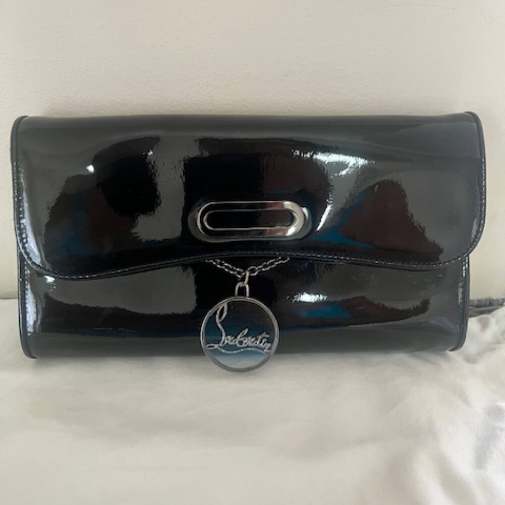 *SALE*   Christian Louboutin Riviera Black Patent Leather Clutch